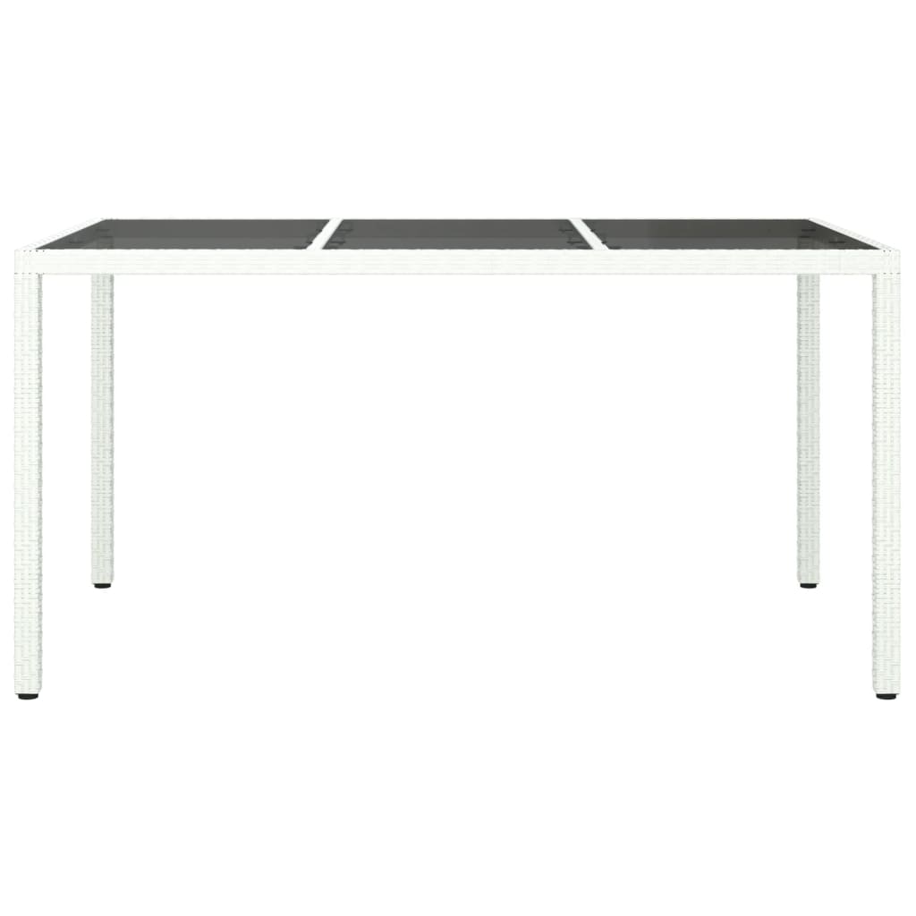 havebord 150x90x75 cm hærdet glas og polyrattan hvid