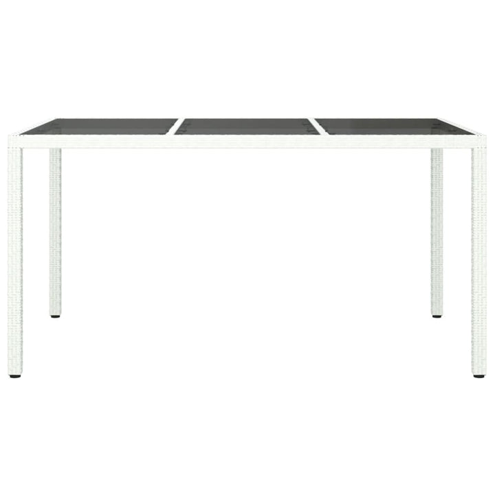 havebord 150x90x75 cm hærdet glas og polyrattan hvid