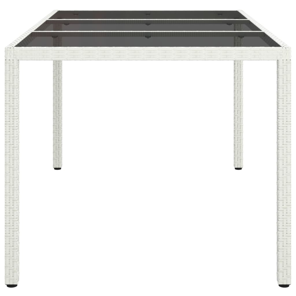 havebord 150x90x75 cm hærdet glas og polyrattan hvid