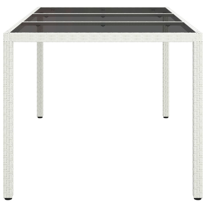 havebord 150x90x75 cm hærdet glas og polyrattan hvid