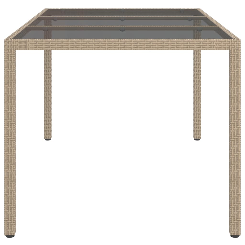 havebord 150x90x75 cm hærdet glas og polyrattan beige