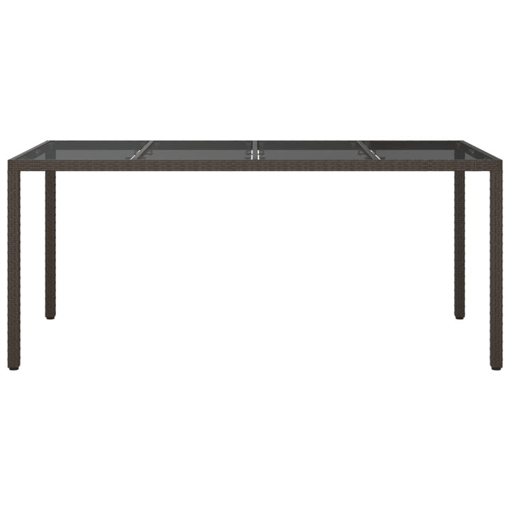 havebord 190x90x75 cm hærdet glas og polyrattan brun