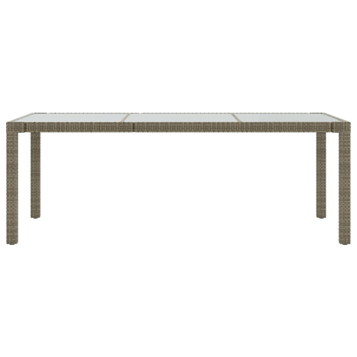 havebord 190x90x75 cm hærdet glas og polyrattan grå