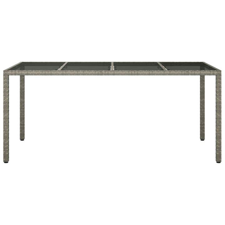 havebord 190x90x75 cm hærdet glas og polyrattan grå