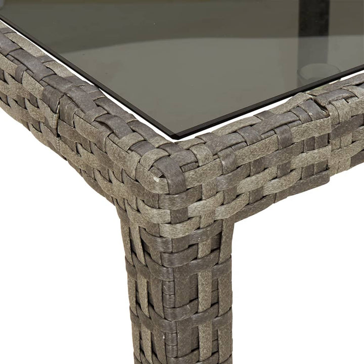 havebord 190x90x75 cm hærdet glas og polyrattan grå