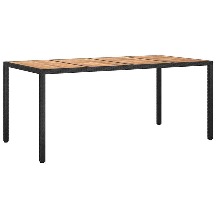 havebord 190x90x75 cm polyrattan og akacietræ sort