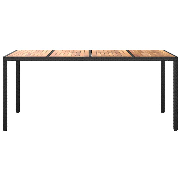 havebord 190x90x75 cm polyrattan og akacietræ sort