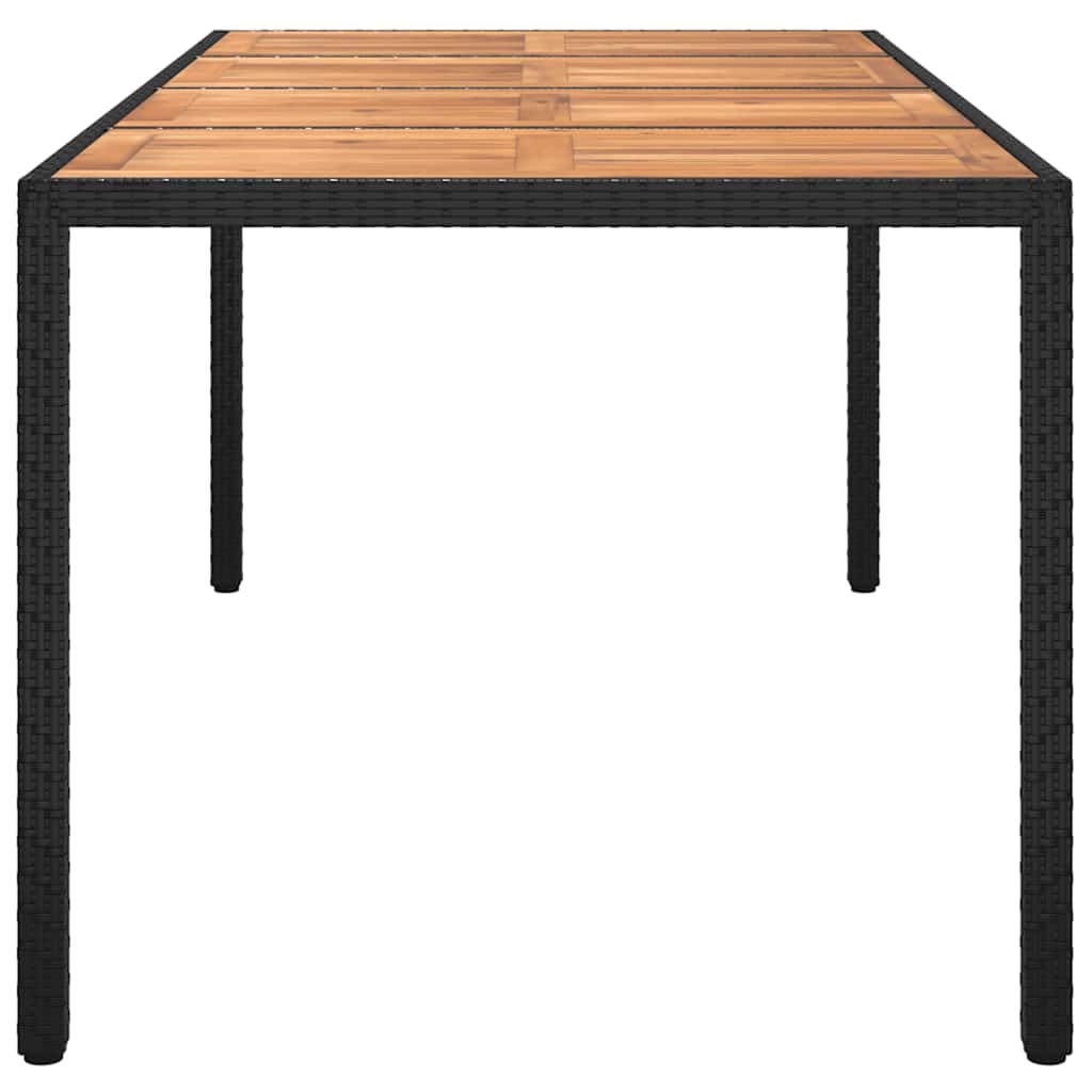 havebord 190x90x75 cm polyrattan og akacietræ sort