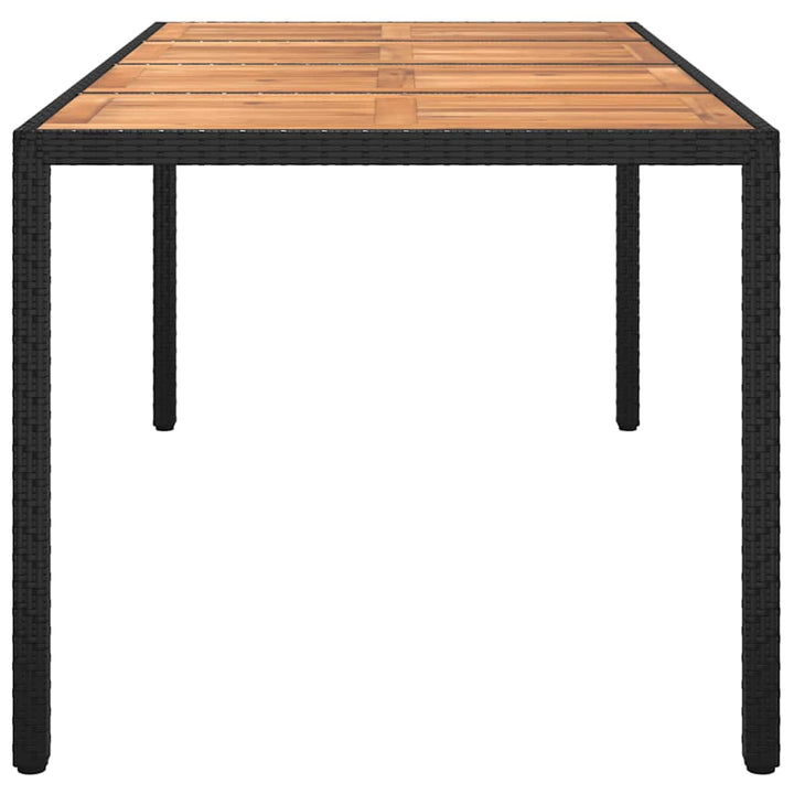 havebord 190x90x75 cm polyrattan og akacietræ sort