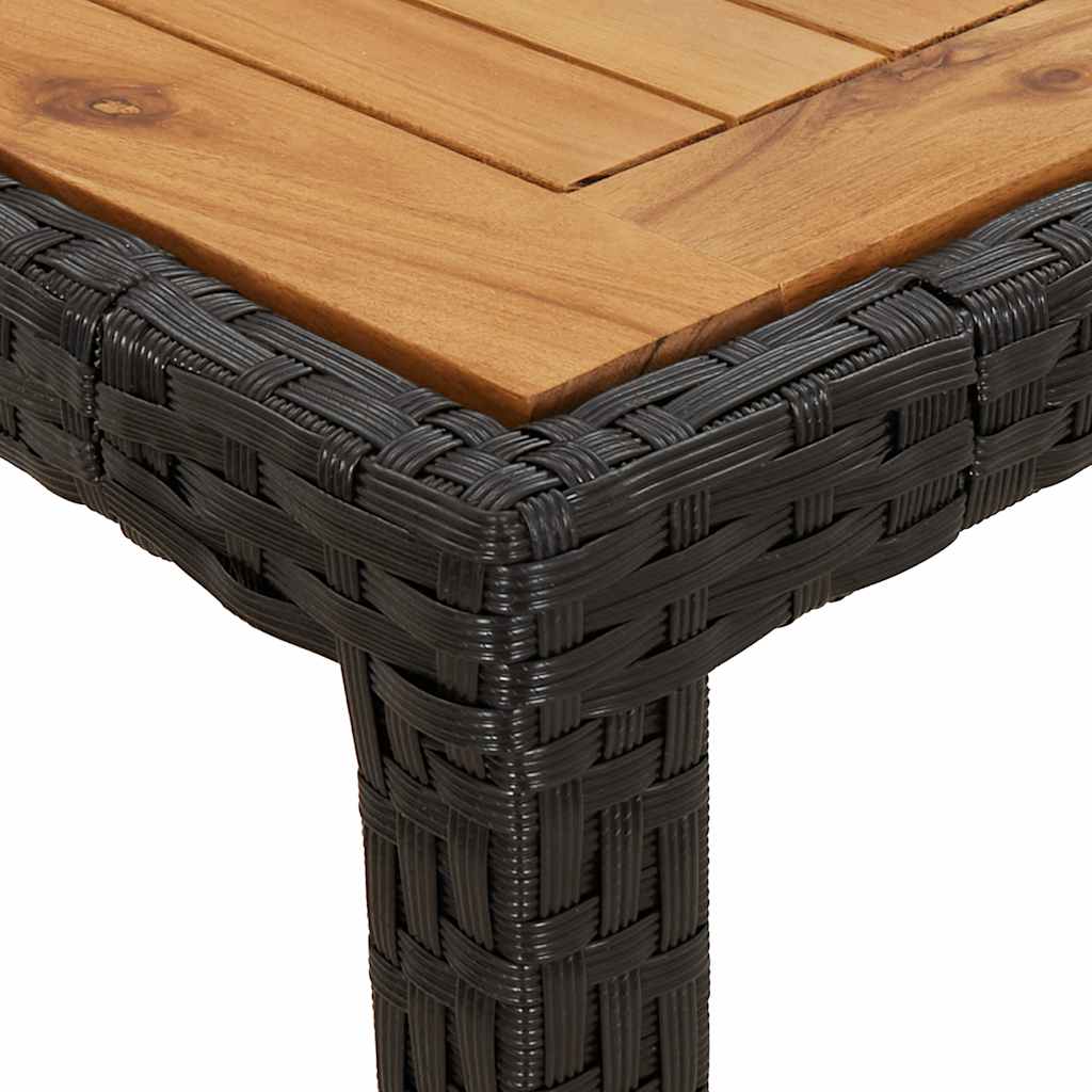 havebord 190x90x75 cm polyrattan og akacietræ sort