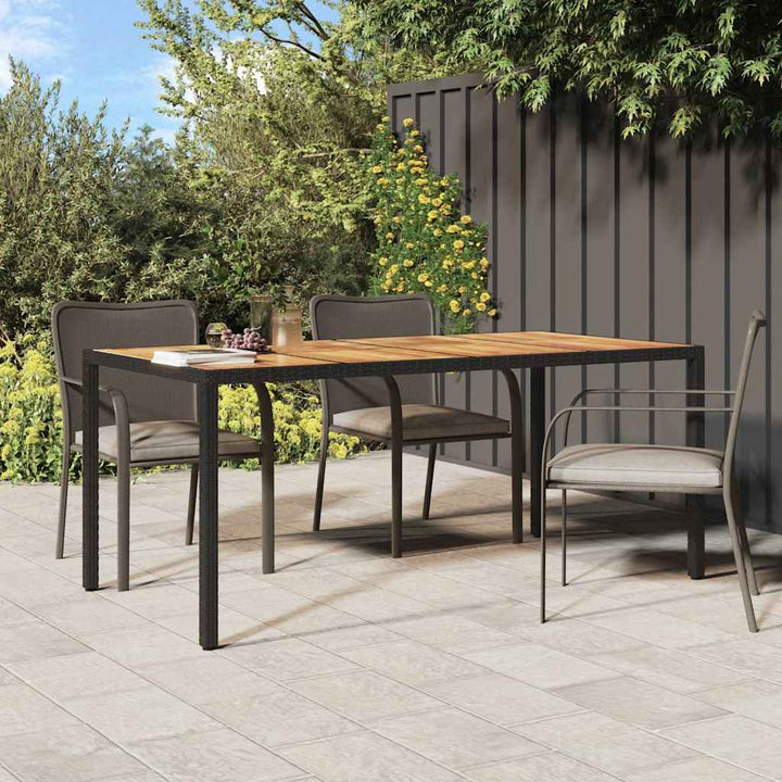 havebord 190x90x75 cm polyrattan og akacietræ sort