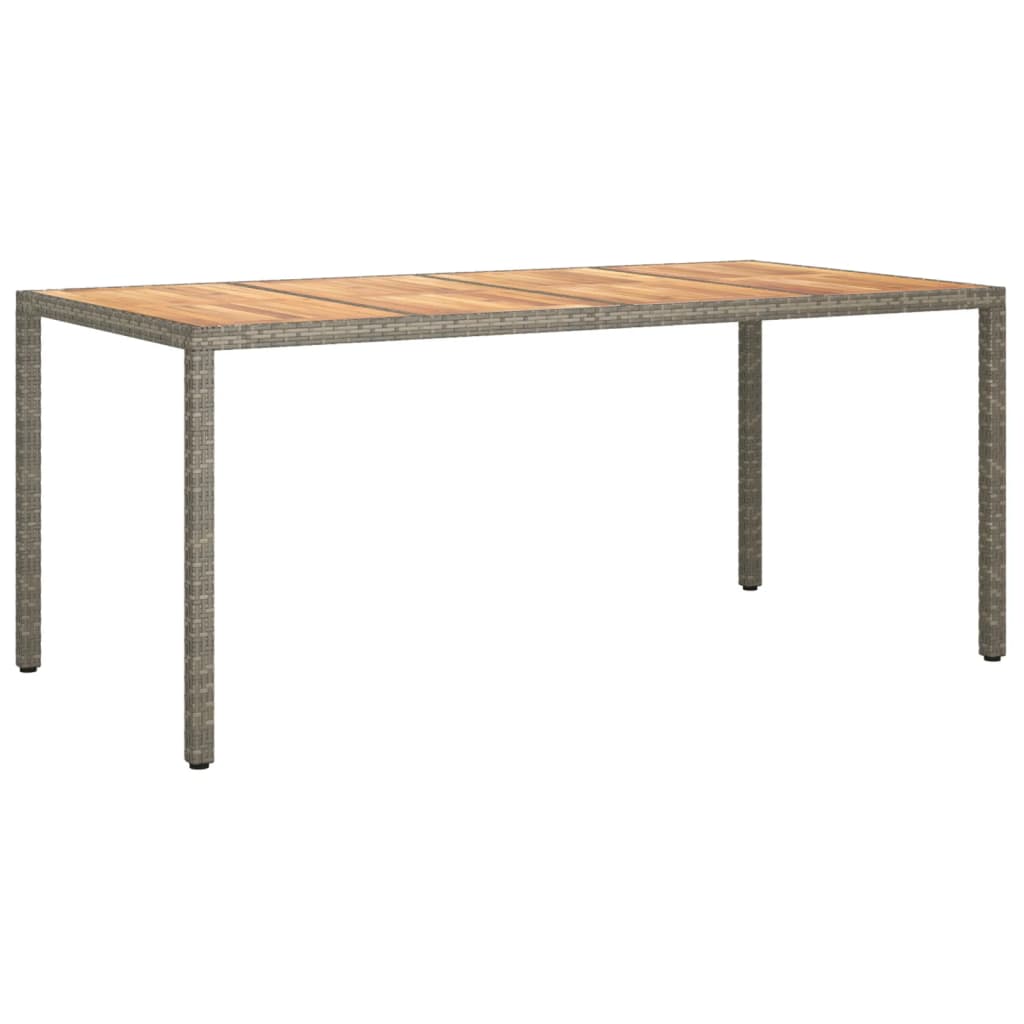 havebord 190x90x75 cm polyrattan og akacietræ grå