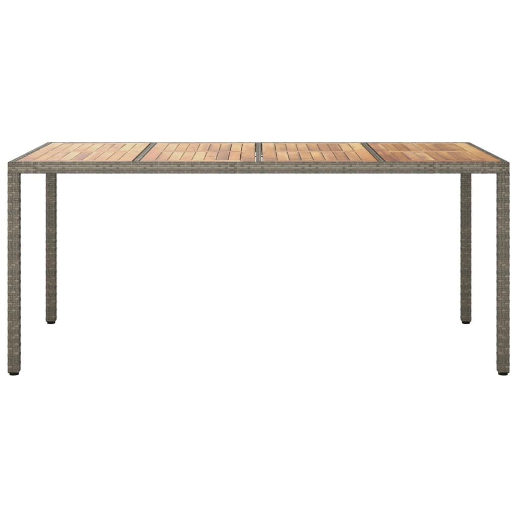 havebord 190x90x75 cm polyrattan og akacietræ grå