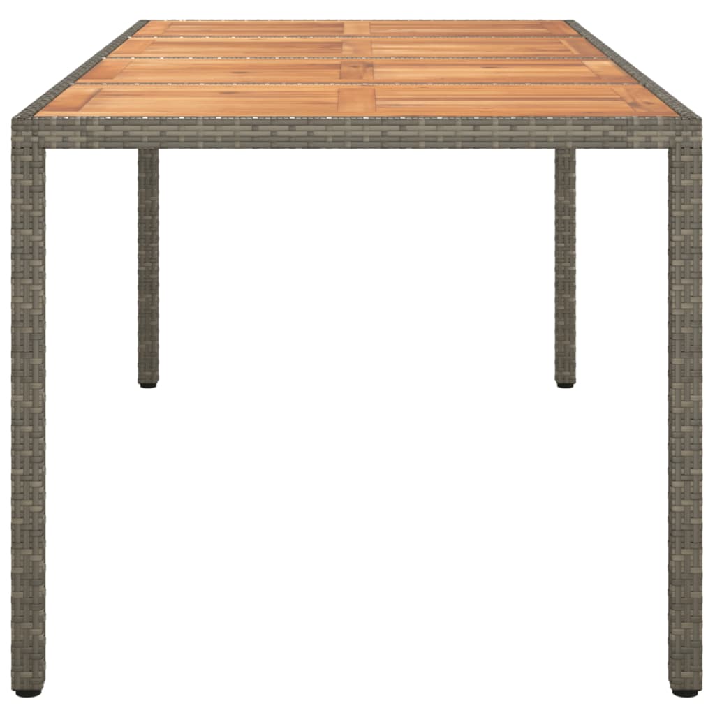 havebord 190x90x75 cm polyrattan og akacietræ grå
