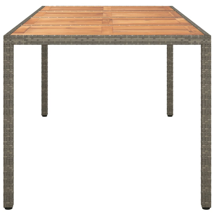 havebord 190x90x75 cm polyrattan og akacietræ grå