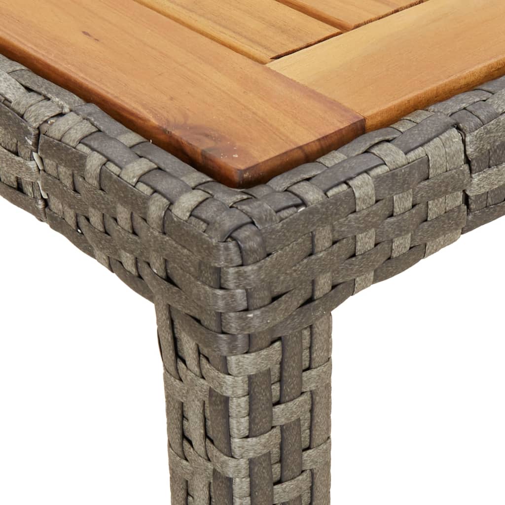 havebord 190x90x75 cm polyrattan og akacietræ grå