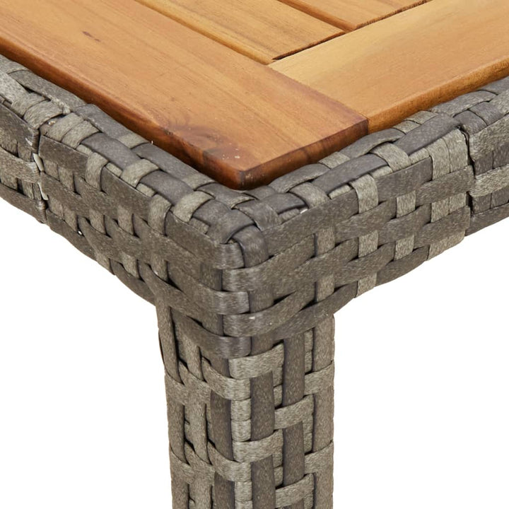 havebord 190x90x75 cm polyrattan og akacietræ grå