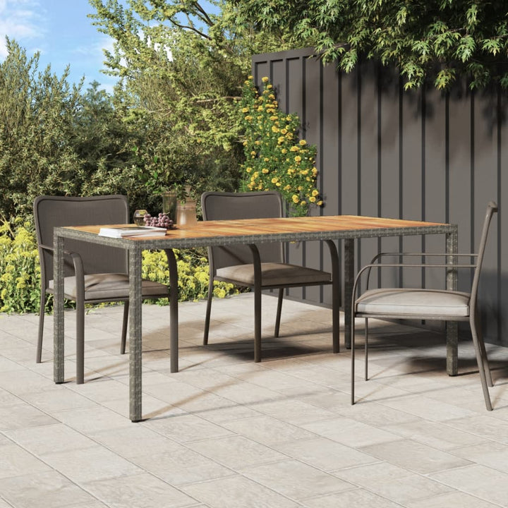 havebord 190x90x75 cm polyrattan og akacietræ grå