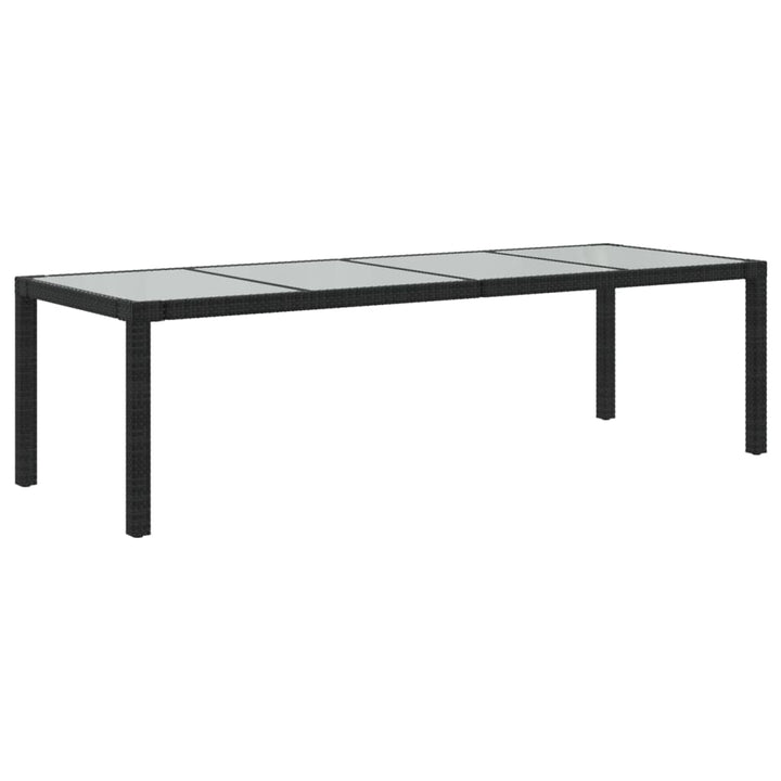 havebord 250x100x75 cm hærdet glas og polyrattan sort