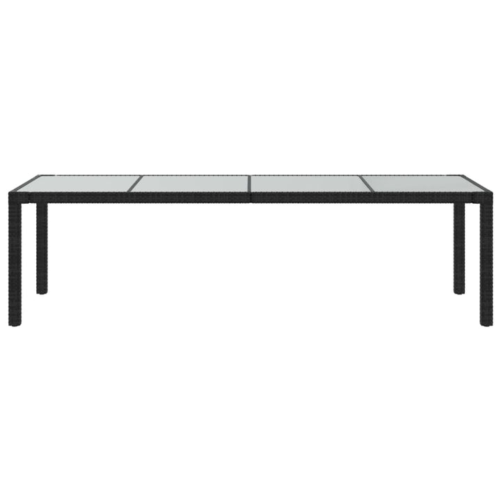 havebord 250x100x75 cm hærdet glas og polyrattan sort