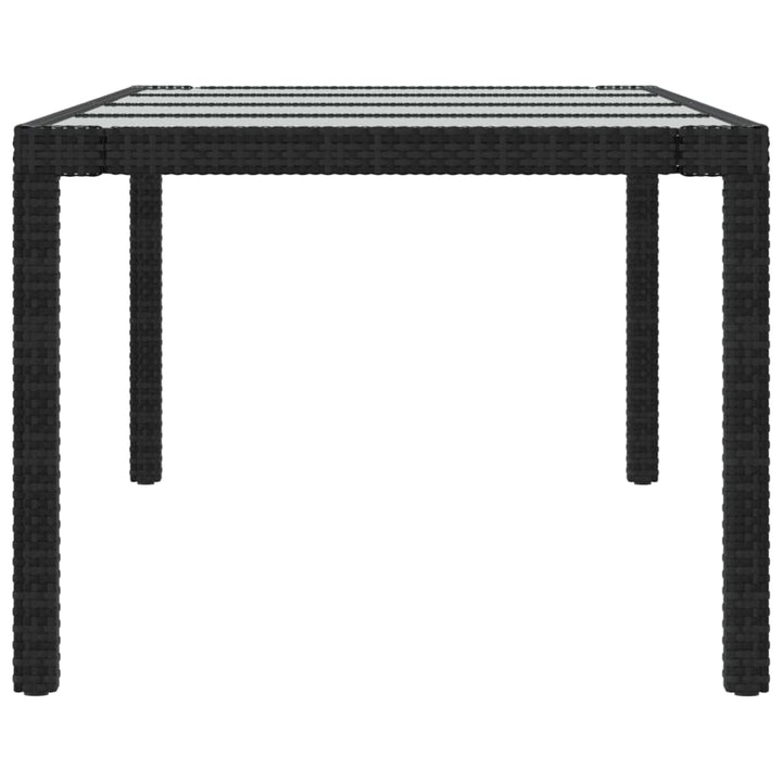 havebord 250x100x75 cm hærdet glas og polyrattan sort