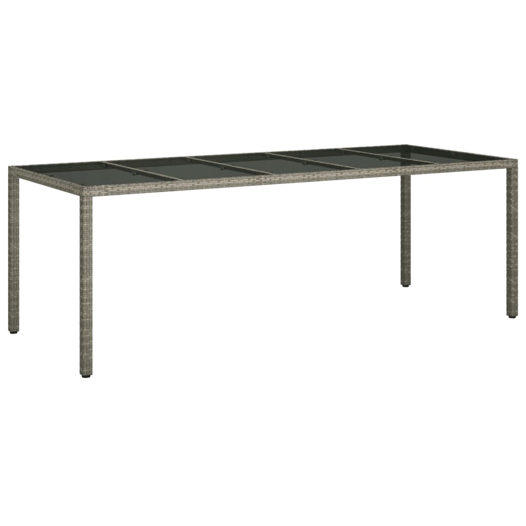 havebord 250x100x75 cm hærdet glas og polyrattan grå