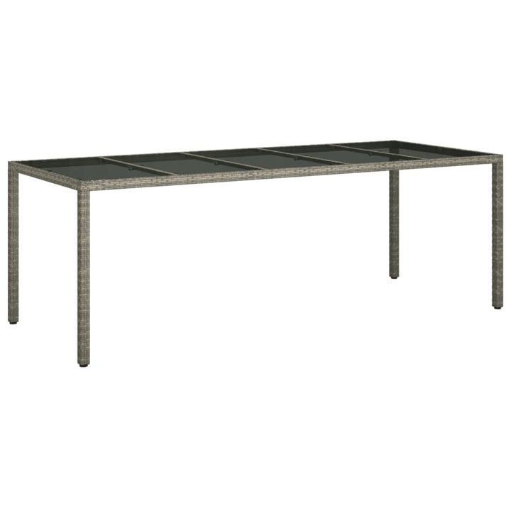 havebord 250x100x75 cm hærdet glas og polyrattan grå