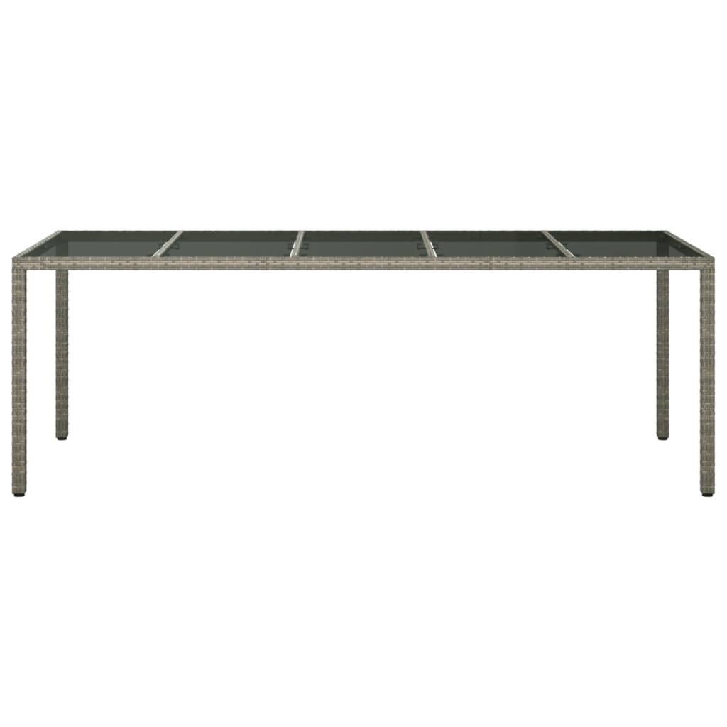 havebord 250x100x75 cm hærdet glas og polyrattan grå