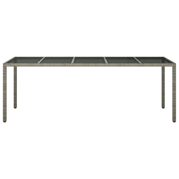 havebord 250x100x75 cm hærdet glas og polyrattan grå