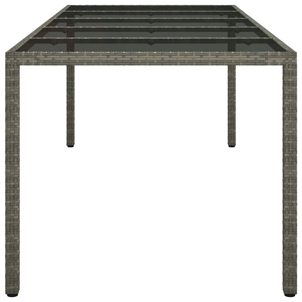 havebord 250x100x75 cm hærdet glas og polyrattan grå