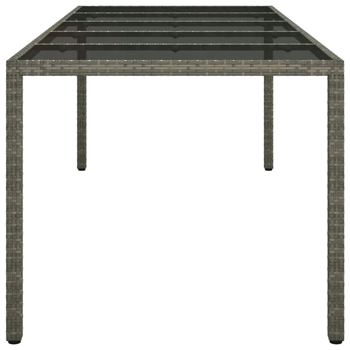 havebord 250x100x75 cm hærdet glas og polyrattan grå