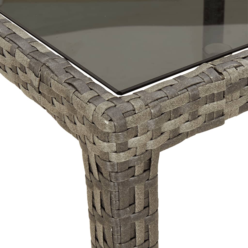 havebord 250x100x75 cm hærdet glas og polyrattan grå
