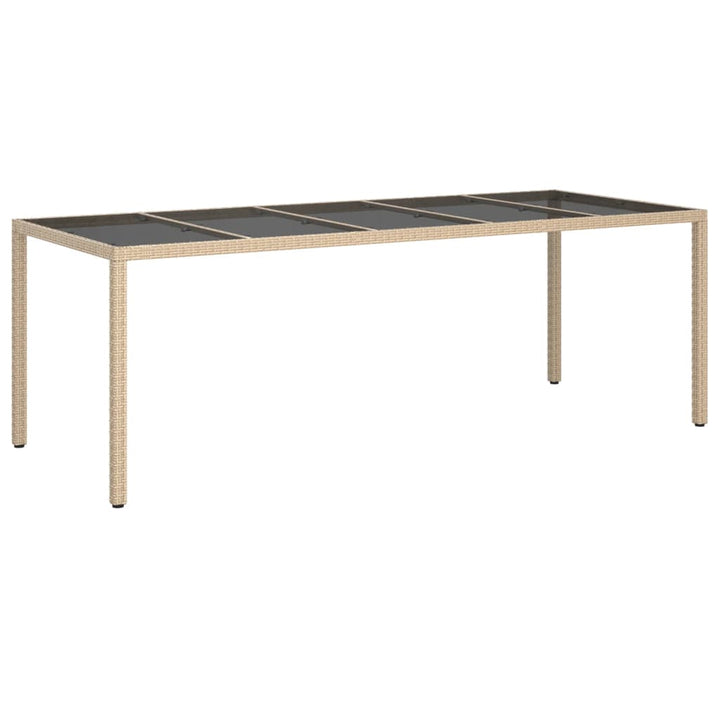 havebord 250x100x75 cm hærdet glas og polyrattan beige