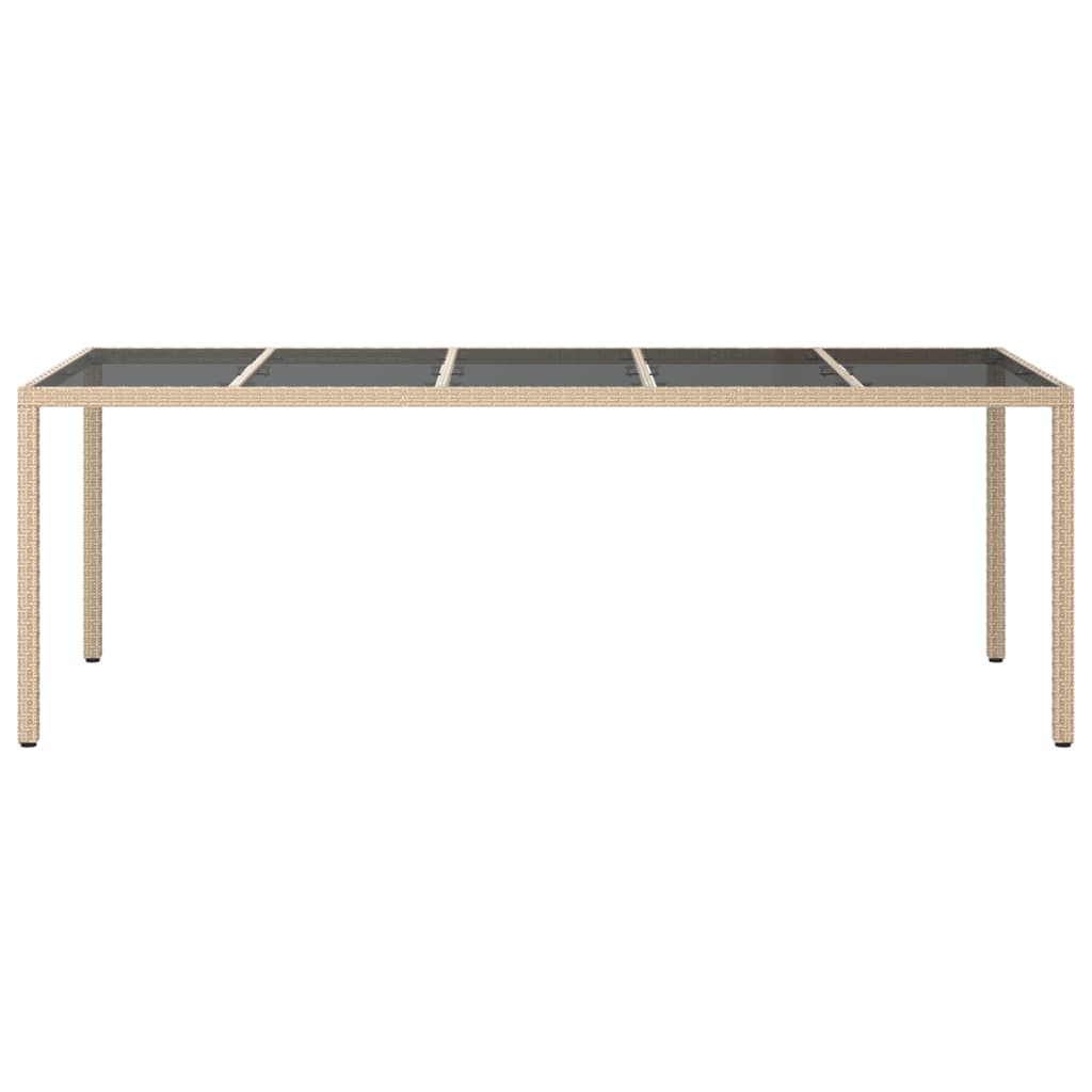 havebord 250x100x75 cm hærdet glas og polyrattan beige