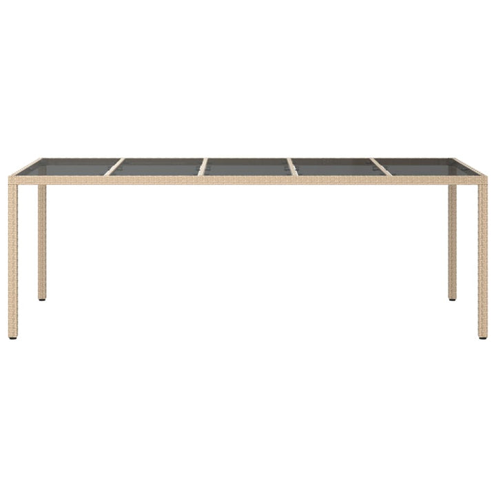 havebord 250x100x75 cm hærdet glas og polyrattan beige