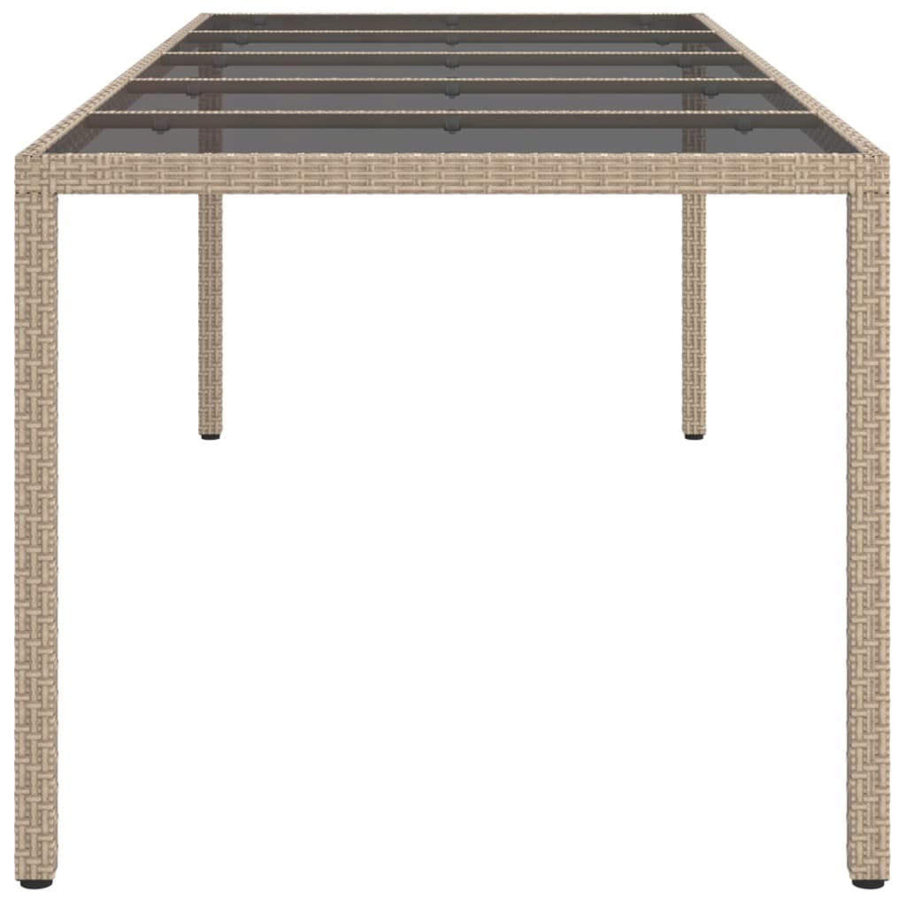 havebord 250x100x75 cm hærdet glas og polyrattan beige