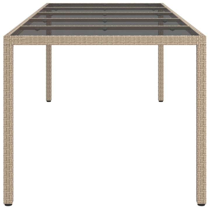 havebord 250x100x75 cm hærdet glas og polyrattan beige