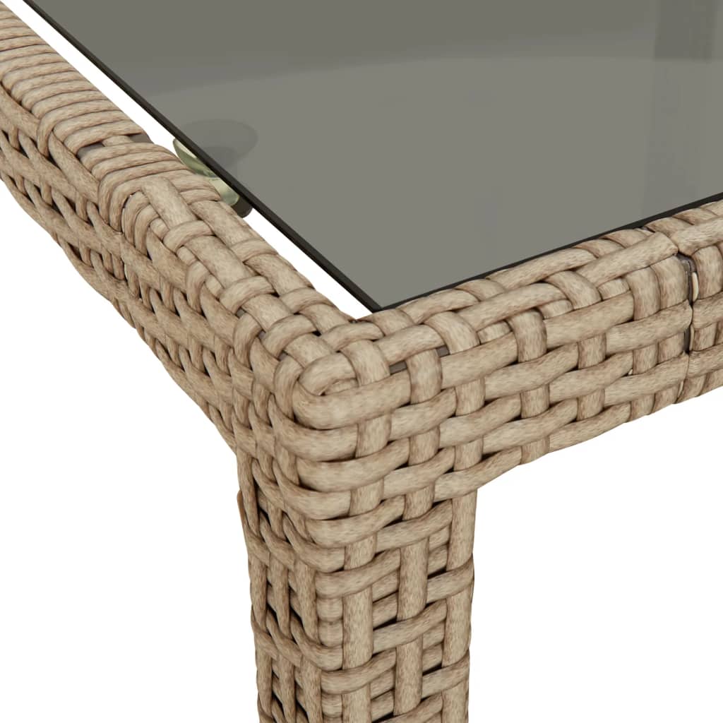 havebord 250x100x75 cm hærdet glas og polyrattan beige