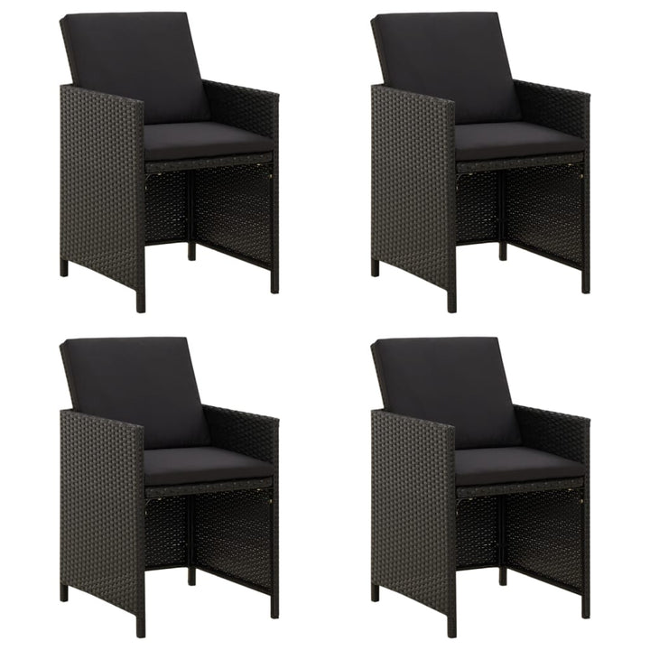 havestole med hynder 4 stk. polyrattan sort