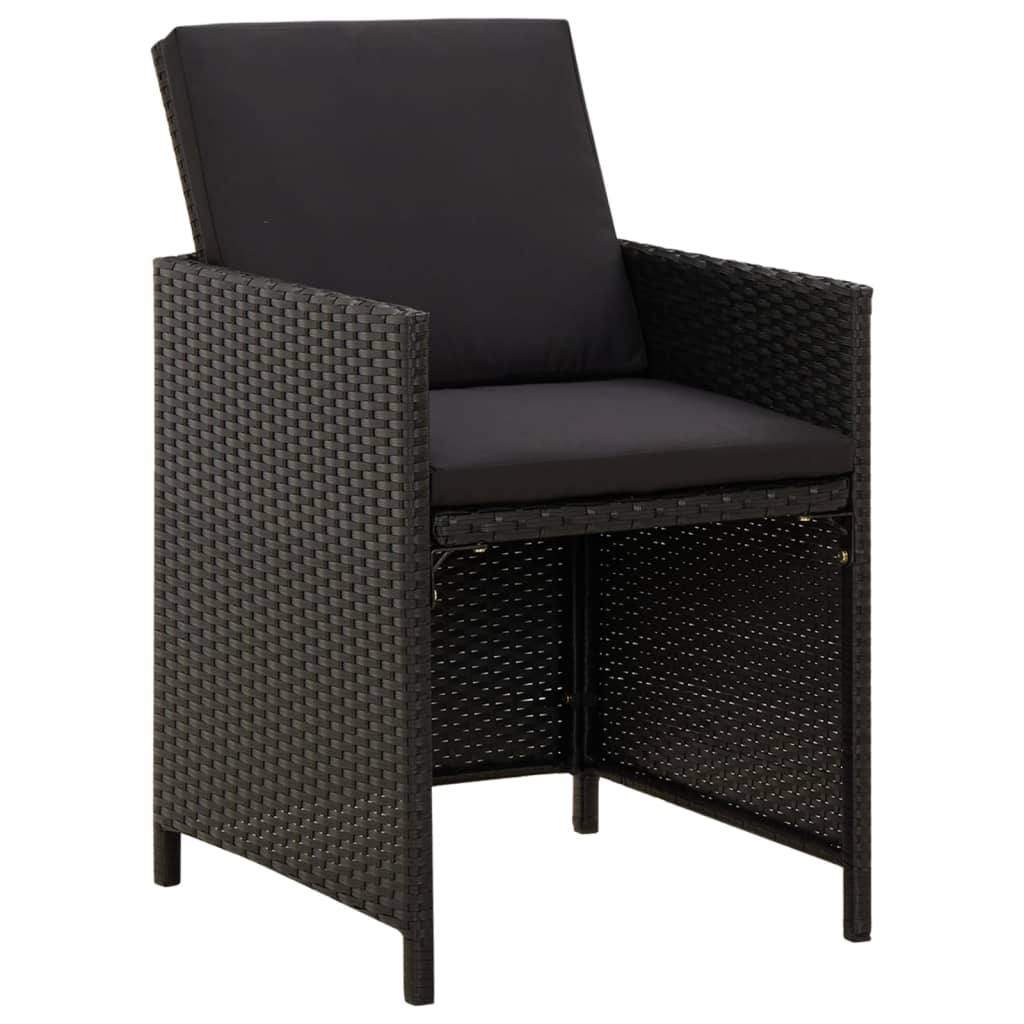havestole med hynder 4 stk. polyrattan sort