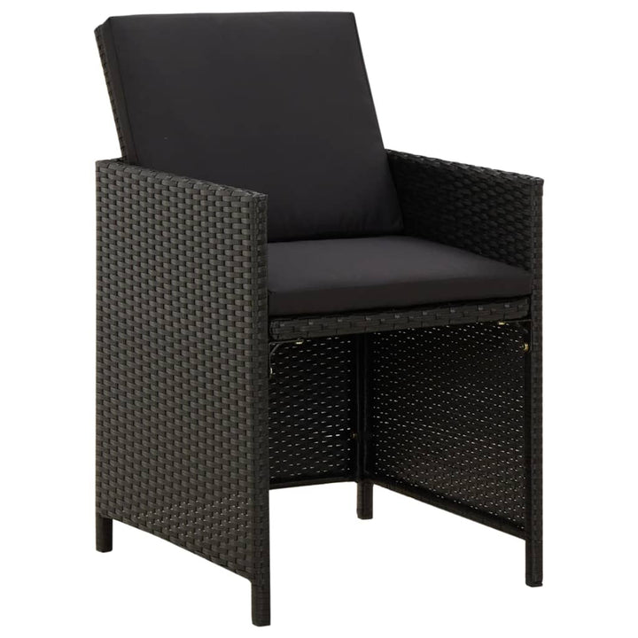 havestole med hynder 4 stk. polyrattan sort