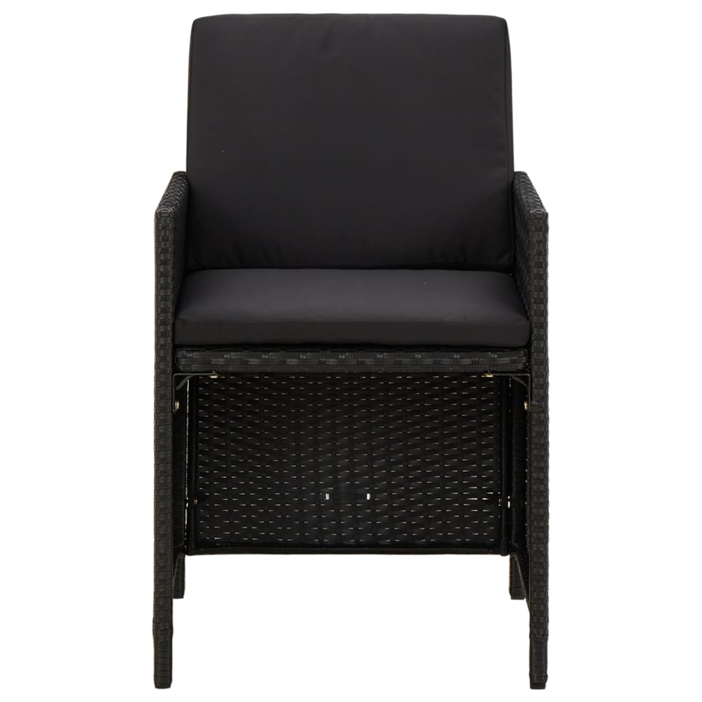havestole med hynder 4 stk. polyrattan sort