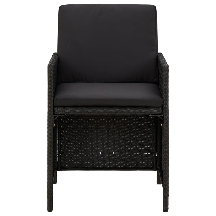 havestole med hynder 4 stk. polyrattan sort