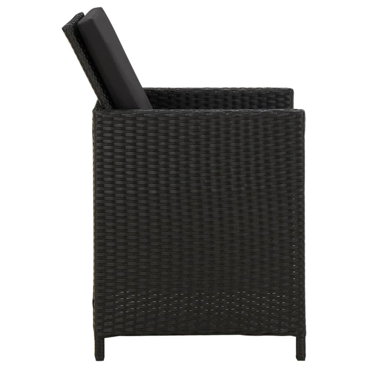 havestole med hynder 4 stk. polyrattan sort