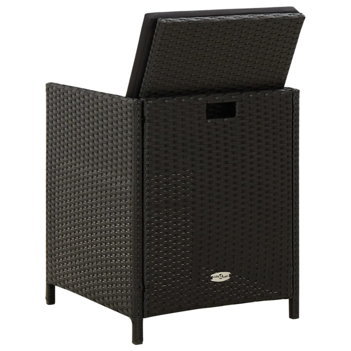 havestole med hynder 4 stk. polyrattan sort