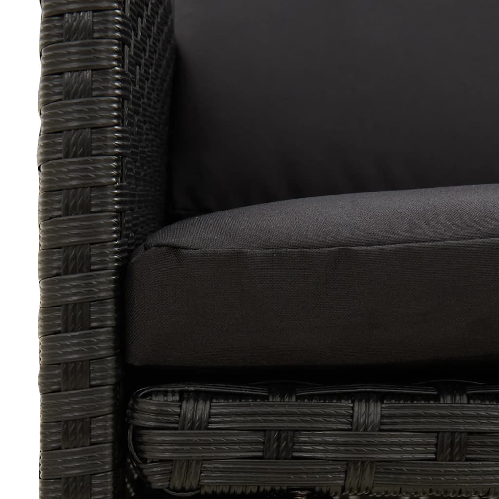 havestole med hynder 4 stk. polyrattan sort