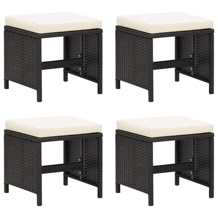 haveskamler 4 stk. med hynder polyrattan sort