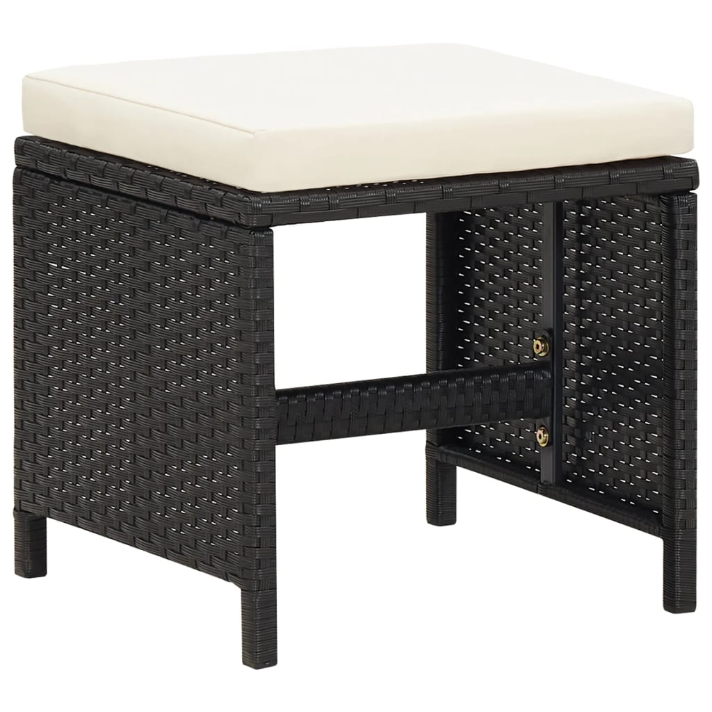 haveskamler 4 stk. med hynder polyrattan sort