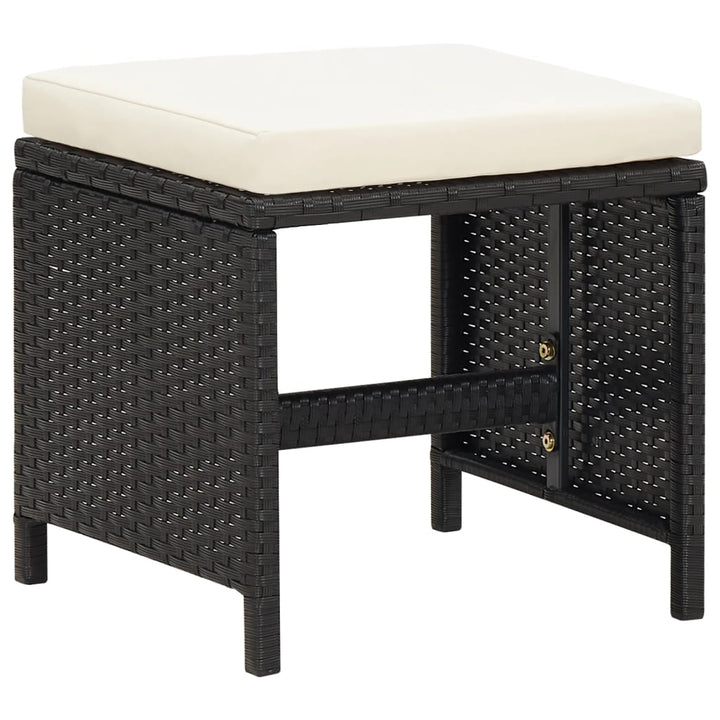 haveskamler 4 stk. med hynder polyrattan sort