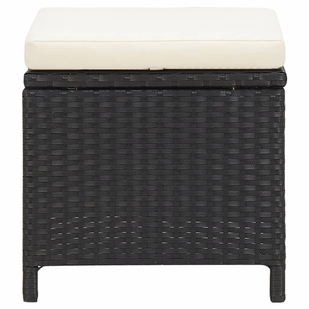 haveskamler 4 stk. med hynder polyrattan sort